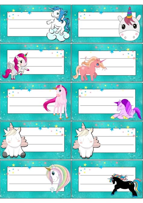 Notebook Labels Stickers Girls Unicorn Template 47 Off