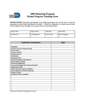 Fillable Online Miamidade Mentoring Program Mentee Progress