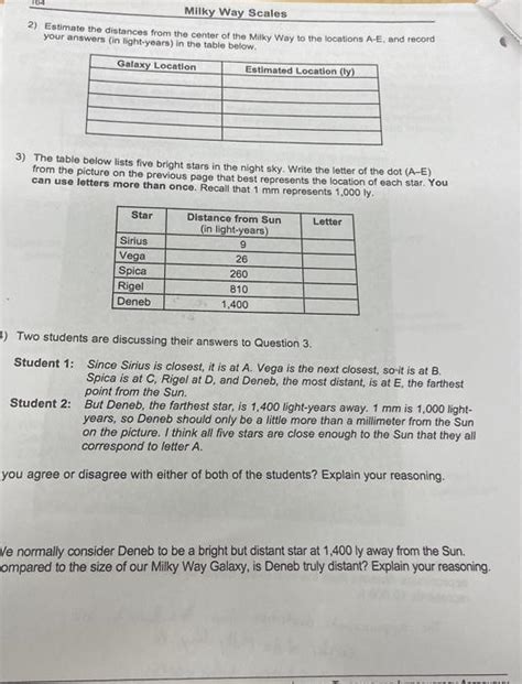 Solved Milky Way Scales 2) Estimate the distances from the | Chegg.com