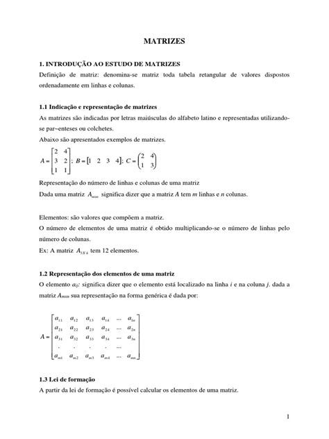 Resumo Matrizes E Determinantes Pdf Matriz Matemática Determinante