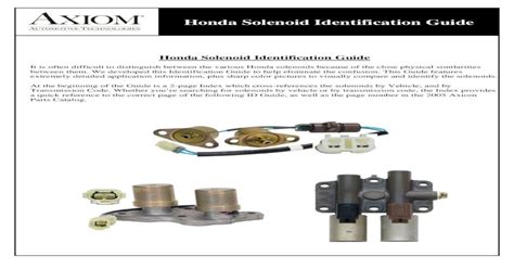 Pdf Honda Solenoid Identification Guide Ganzeboom€¦ · Honda Solenoid Identification Guide It