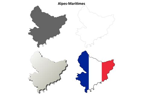 Alpes-Maritimes Outline Map Set Graphic by davidzydd · Creative Fabrica