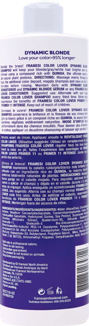 Framesi Color Lover Dynamic Blonde Violet Shampoo Framesi