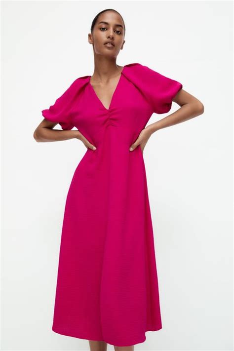 ZARA Kleid Midikleid Sommerkleid Fuchsia Gr M 36 38 NEU 69 Kaufen