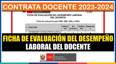 Contrata Docente Ficha De Evaluaci N Del Desempe O Laboral