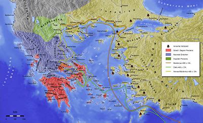 Greco Persian Wars Routes Map - Ancient Greece Facts.com