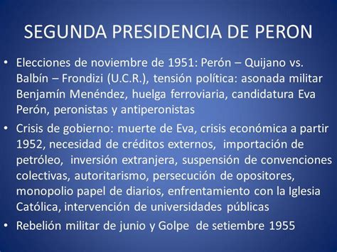 Cuál fue la crisis política de perón en la segunda presidentia