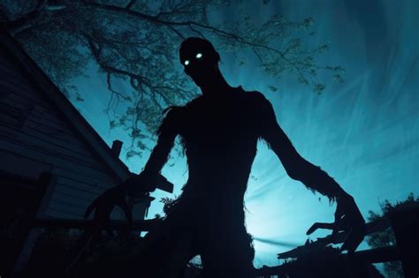 Premium Ai Image Mysterious Zombie Shadow On A Moonlit Night Created