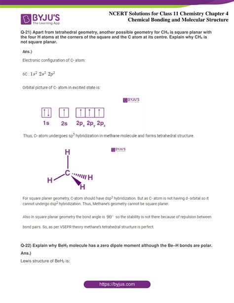 NCERT Solutions For Class 11 Chemistry Chapter 4 Chemical Bonding And