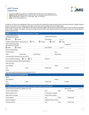 Fillable Online Img Geo Group Claim Form Img Geo Group Claim