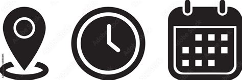 Vetor De Address Time And Date Icon Vector Event Elements Isolated