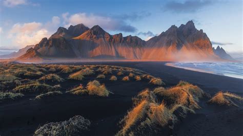 Vestrahorn Mountain At Sunset Stokksnes Headland Eastern Region Of