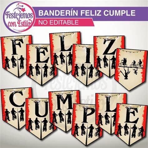 Stranger Things Banderin Imprimible Feliz Cumple Festejemos Con Estilo