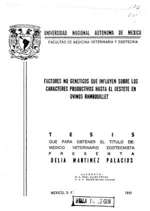 Factores No Geneticos Que Influyen Sobre Los Caracteres Productivos