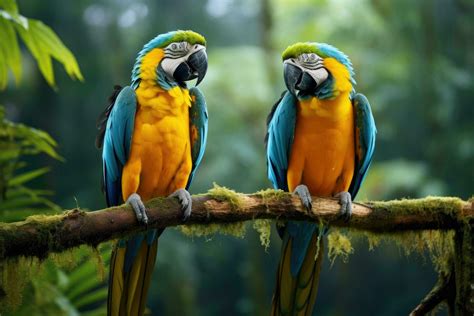 hermosa guacamayo loro en el árbol en el bosque hermosa guacamayos en