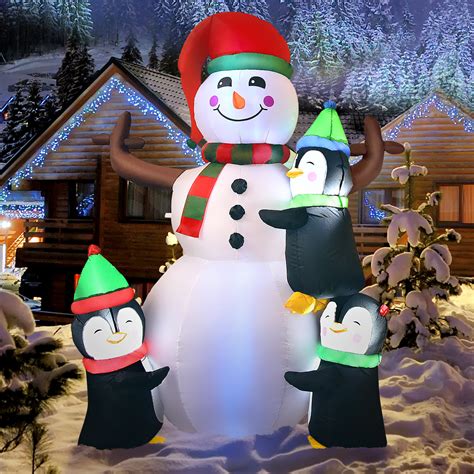 The Holiday Aisle® Christmas Snowman With Penguins Inflatable And Reviews