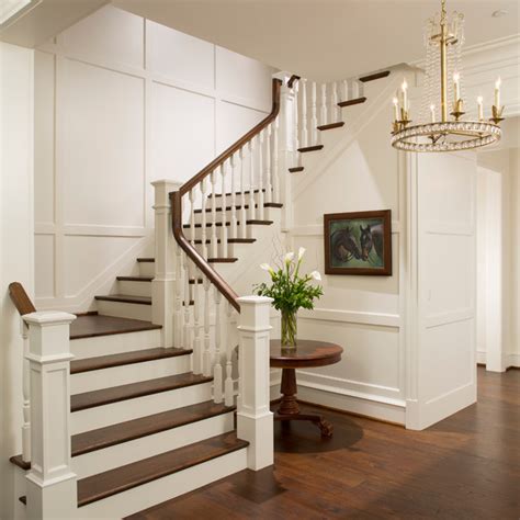 Elegant Foyer Stair Wraps A Paneled Two Story Entry Hall Cl Sico