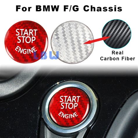 Red Carbon Fiber Engine Start Stop Button Trim Sticker For Bmw X F