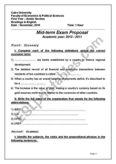 Midterm Exam Esl Worksheet By Srashidy