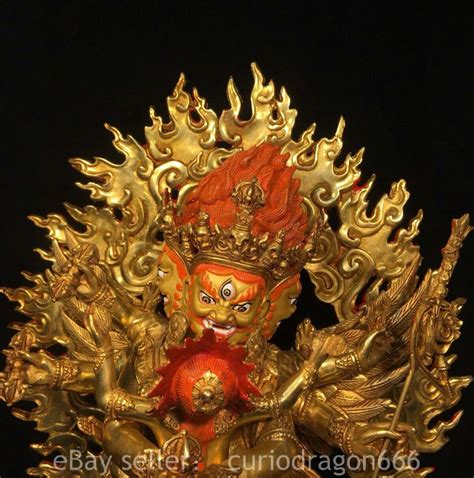 Tibet Buddhismus Kupfer Vergoldete Buddha Yamantaka Yama