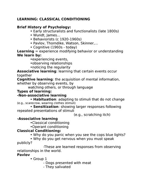 Learning Classical Conditioning Learning Classical Conditioning