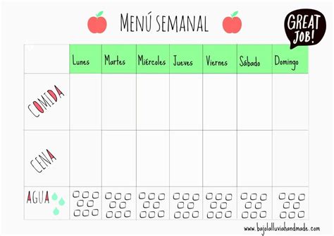 Menú Menú Semanal Imprimible