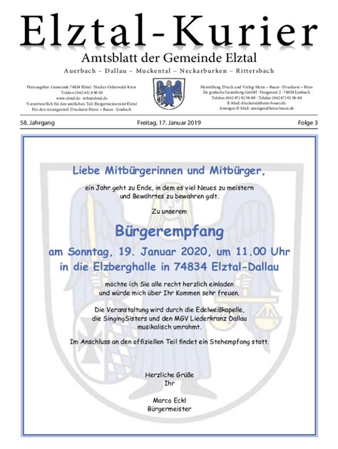 Ausfüllbar Online Amtsblatt der Gemeinde Elztal Fax Email Drucken