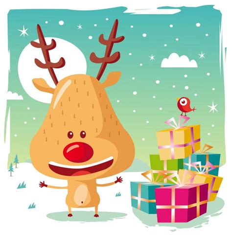 Cartoon Christmas Elk 94017 Free Eps Download 4 Vector