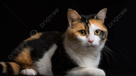 Calico Cat Is Sitting On A Black Background Male Calico Cat Picture