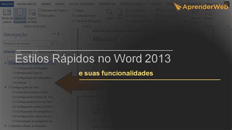 Estilos R Pidos Do Word E Suas Aplica Es Aprenderweb