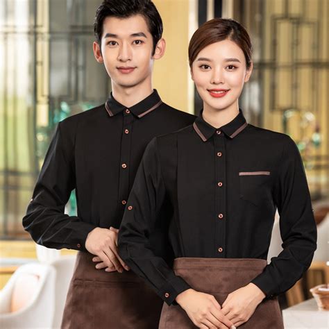 Irder Long Sleeve Hotel Restaurant Waiter Waitress Shirt Uniform Work Wear