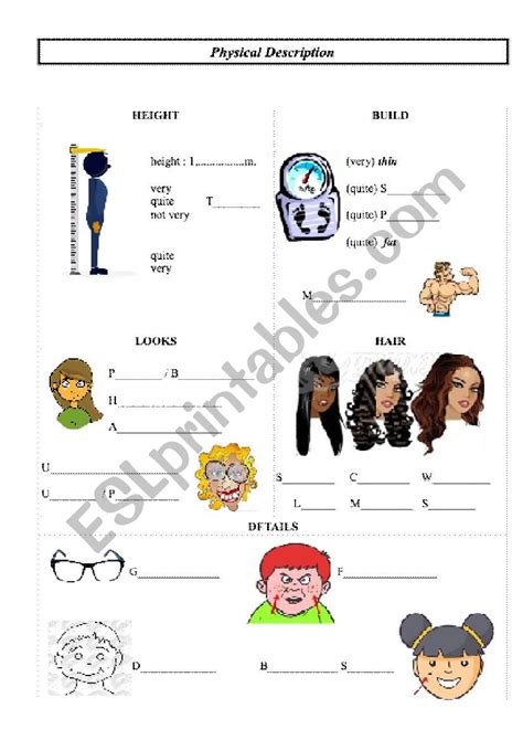 Physical Description ESL Worksheet By Lilyrose123