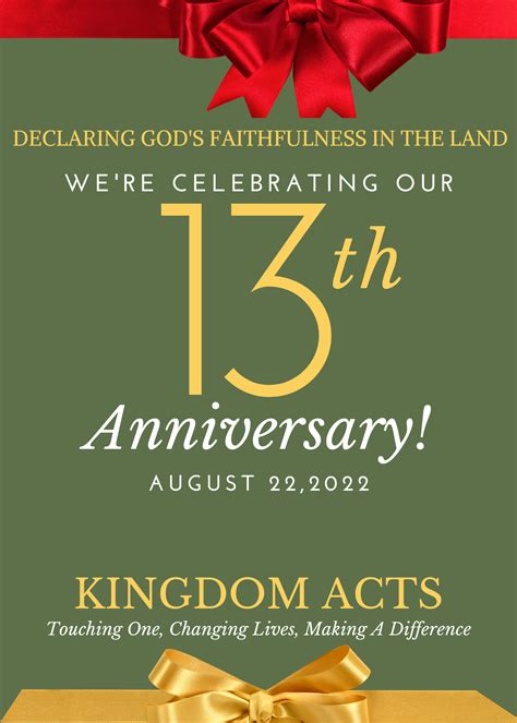 Kingdom Acts - CELEBRATING 13 YEARS OF GOD’S FAITHFULNESS. Jeremiah 32:
