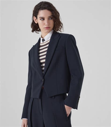 Brunello Cucinelli Blue Cropped Asymmetric Jacket Harrods UK