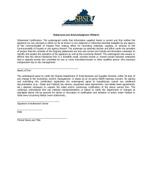 Fillable Online Debarment And Acknowledgment Affidavit Fax Email Print