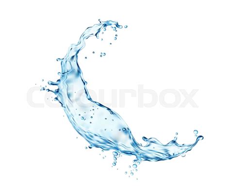 Transparent Blue Water Wave Splash With Drops Stock Vector Colourbox