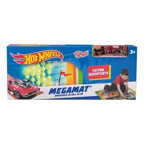 Pista E Ve Culo Megamat Cm X Cm Hot Wheels Vermelho Toyng