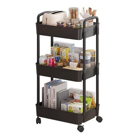 Sywhitta Tier Plastic Rolling Utility Cart With Handle Multi