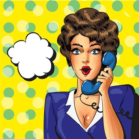 Premium Vector Vector Pop Art Business Woman Talking On The Phone