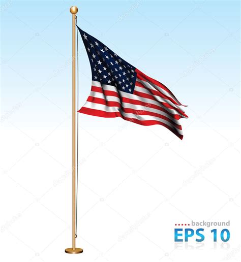 Usa Flag On Flagpole Stock Vector Dicogm