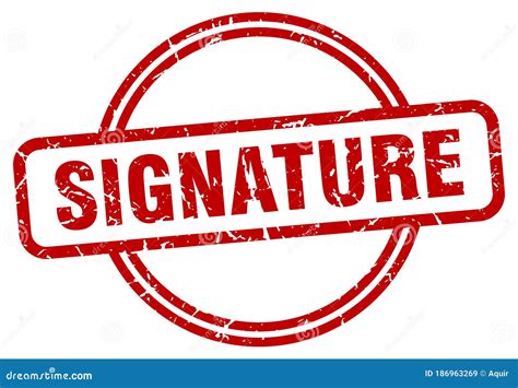 Signature Stamp Signature Round Vintage Grunge Label Stock Vector