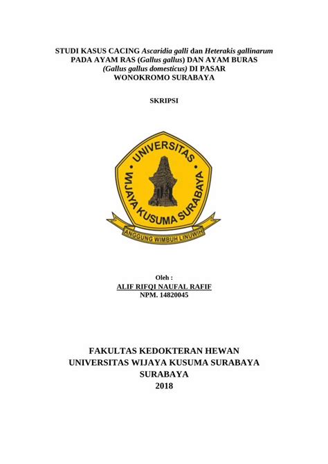 PDF FAKULTAS KEDOKTERAN HEWAN UNIVERSITAS WIJAYA Erepository Uwks Ac