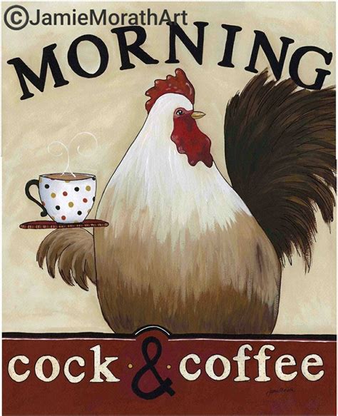 Morning Cock And Coffee Art Print Etsy