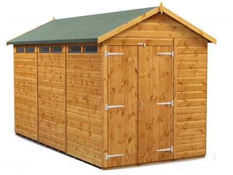 Power 12x6 Apex Secure Garden Shed Double Door Apex Roof Secure Sheds