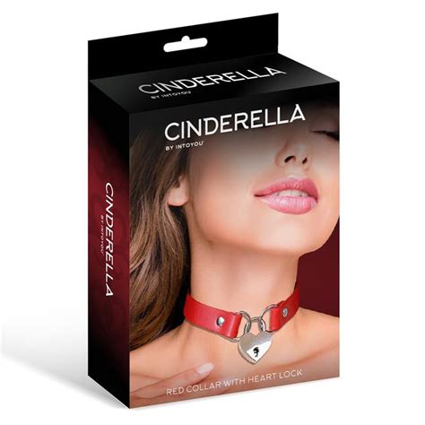 Cinderella By Intoyou Collare Fetish Rosso Con Cuore Lucchetto E Chiave