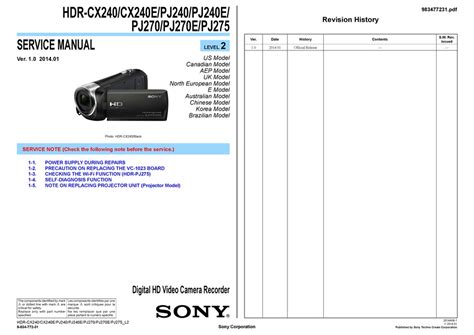 SONY HDR-CX240 SERVICE MANUAL Pdf Download | ManualsLib