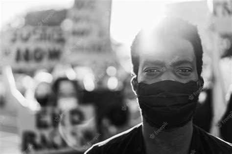 Premium Photo Young Black Man Wearing Face Mask During Equal Rights Protest