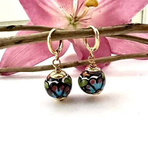 Aretes chapa corazón talavera tradicional Albor Arte Mx