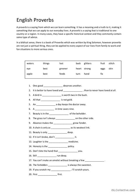 English Proverbs General Vocabulary English Esl Worksheets Pdf And Doc