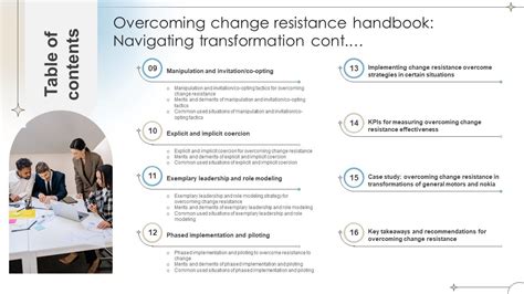 Table Of Contents Overcoming Change Resistance Handbook Navigating